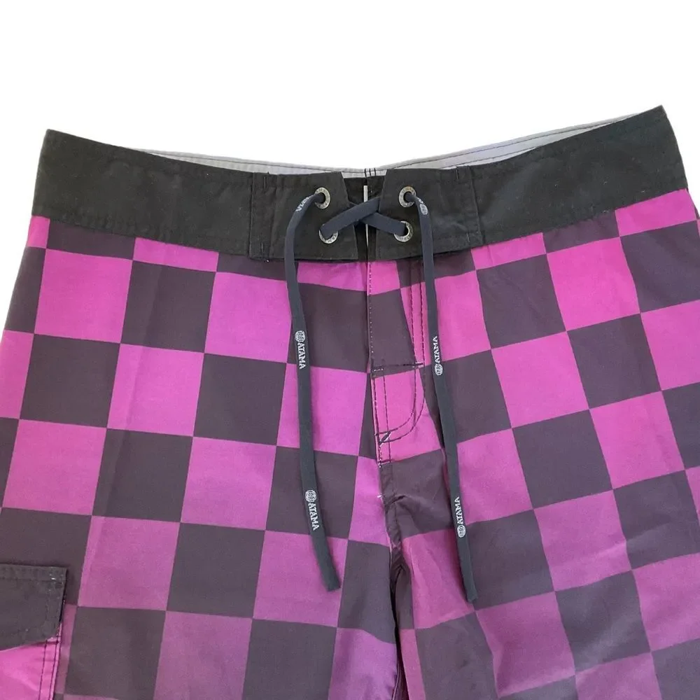NWOT Atama Shorts Boardshorts Men’s 34-35 Purple Checkered MMA Jiu Jitsu Brazil